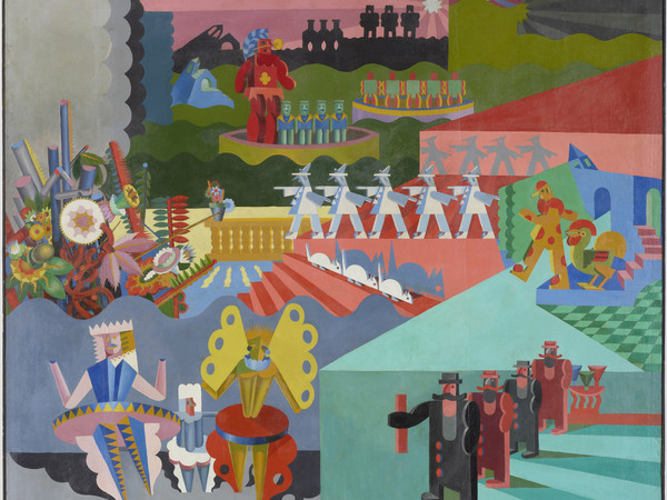 Fortunato Depero, I miei balli plastici, 1918, Olio su tela, 189 × 180 cm, Collezione privata | ©ourtesy © Museo Novecento, Firenze