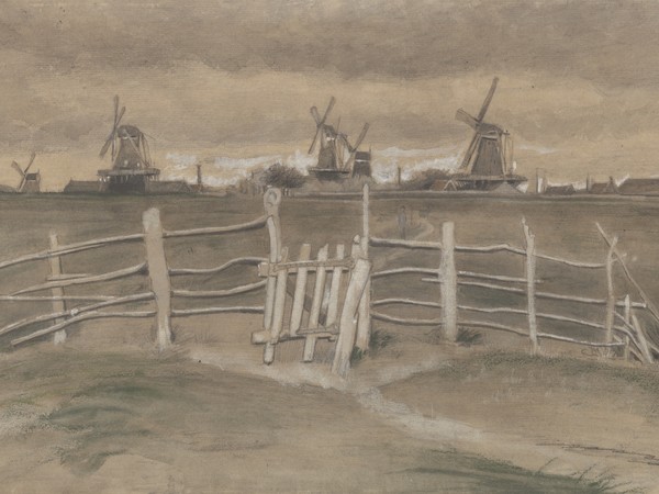 Vincent van Gogh, Mulini a vento a Dordrecht (Weeskinderendijk), Agosto - Settembre 1881, Otterlo Museum