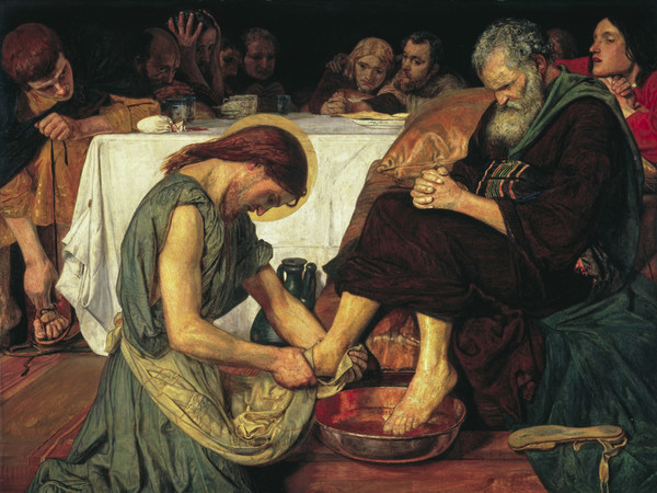 Ford Madox Brown (1821 - 1893), Gesù lava i piedi di Pietro, 1852-1856, Olio su tela, 132.7 x 116.2 cm, Tate, Presented by subscribers 1893 | © Tate, London 2019