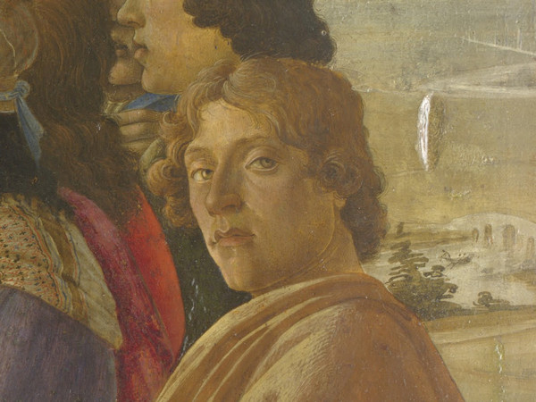 Sandro Botticelli (Alessandro di Mariano di Vanni Filipepi, Firenze 1445 - Firenze 1410), Autoritratto (Particolare da L'Adorazione dei Magi), 1475 ca, Tempera su pannello, 111 x 134 cm, Galleria degli Uffizi, Firenze | Courtesy of Wikimedia Commons