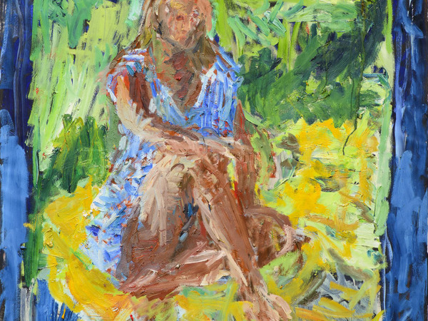 Luigi Caflisch, Fine dell'estate - Roberta, olio su tela, cm. 100x100 Luigi Caflisch, Fine dell'estate - Roberta, olio su tela, cm. 100x100
