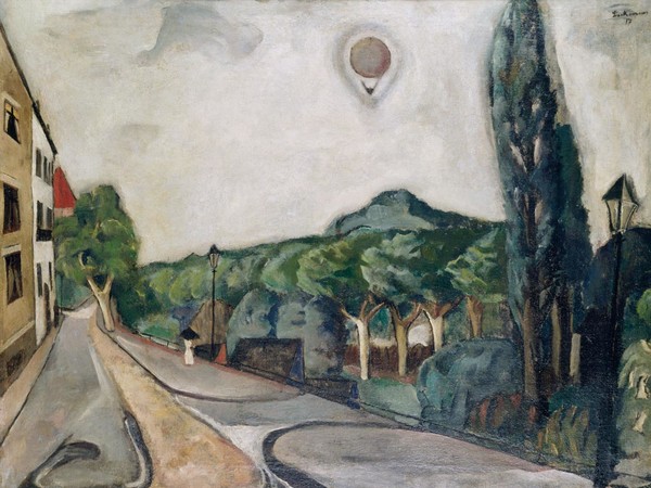 Max Beckmann, <em>Paesaggio con mongolfiera</em>, 1917, Olio su tela, 100.5 x 75.5 cm, Museum Ludwig, Köln/Ankauf 1954 | © 2018, ProLitteris, Zurich