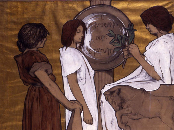 Duilio Cambellotti, Bozzetto esecutivo per il Manifesto dell'Esposizione Nazionale di Torino del 1898, 1897, China, carboncino e biacca, 79 x 113.5 cm, Roma, Archivio Cambellotti