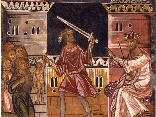 Berlinghiero da Lucca, Strage degli innocenti, affresco staccato su supporto di resina alveolare, cm 350x205. Basilica di Santo Stefano, Bologna