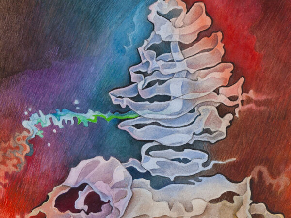 Sveva Caetani, <em>Ramping Medusa</em>, 1980, Da <em>Recapitulation</em> , Acquerello su carta, 75.5 × 56 cm | © Caetani Cultural Centre Society, Vernon, BC, Canada