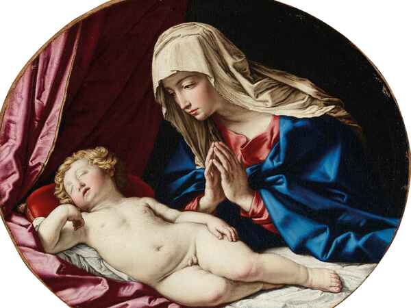 Sassoferrato, <em>Madonna con Ges&ugrave; Bambino</em>, olio su tela, cm 38x44. Altomani & Son, Antiquariato Milano