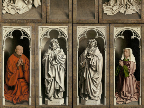 Jan e Hubert van Eyck, L’Adorazione dell’Agnello Mistico, 1432, Dettaglio del pannello centrale con l'Adorazione dell'Agnello, Dopo il restauro, Olio su tavola, Gand, Cattedrale di San Bavone | Courtesy of Saint-Bavo’s Cathedral Ghent © Lukasweb.be-Art in Flanders vzw | Photo: KIK-IRPA