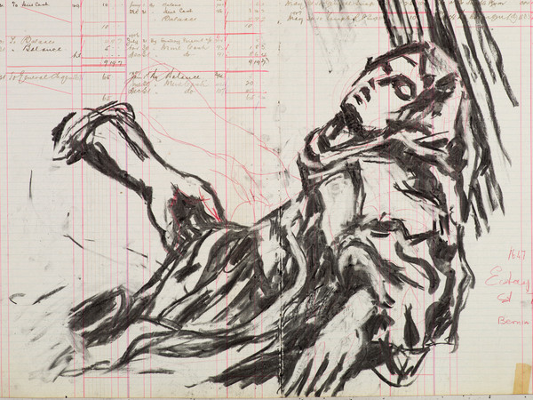 William Kentridge, Drawing for Triumphs & Laments (#12), 2014, Charcoal on Ledger pages, 63x83x4 cm (framed)| © William Kentridge, Photocredit Thys Dullaart, Courtesy Lia Rumma Gallery, Milan/Naples