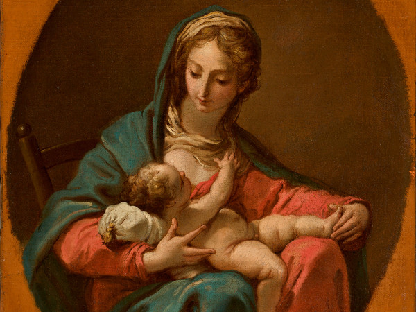 Gaetano Gandolfi (San Matteo della Decima 1734 - Bologna 1802), Madonna che allatta il Bambino, 1795-1800 circa, Olio su tela ovale, 31.4 x 39.3 cm, Provenienza: Collezione Molinari Pradelli, Marano di Castenaso, 2015