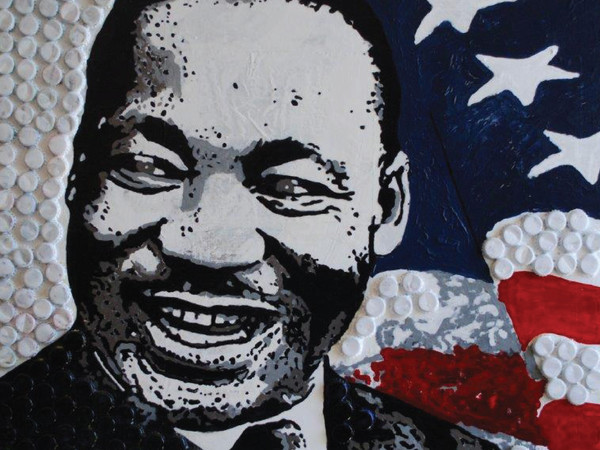 Fabio Ferrone Viola, MLK, 2014, tecnica mista su tela, cm 80x80