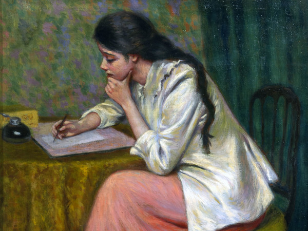 Federico Zandomeneghi, La lettera, olio su tela, 54,5 x 46 cm