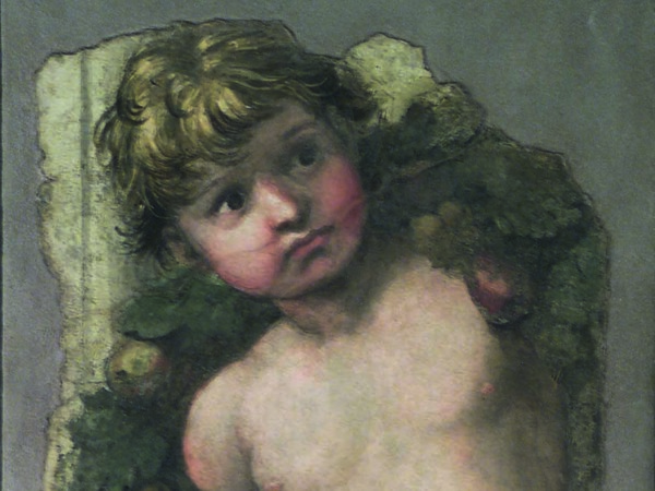Raffaello Sanzio (Attribuito), Putto reggifestone, 1511-1512, Affresco staccato, 41.5 x 110 cm
