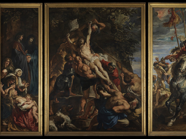 Pieter Paul Rubens, Innalzamento della Croce, 1610 - 1611 | © Onze-Lieve-Vrouwekathedraal AntwerpenIl dipinto dell’Innalzamento della Croce, eseguito da Pieter Paul Rubens tra il 1610 e il 1611,  faceva originariamente parte del trittico di una chiesa di Santa Valpurga, ora non più esistente.