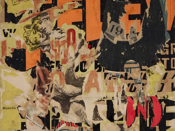 Gallerie d'Italia | Mimmo Rotella, Mitologia in nero e rosso, 1962, Décollage su tela, Collezione Intesa Sanpaolo