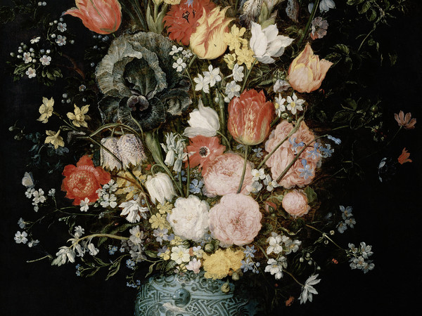 Jan Brueghel il Vecchio, Mazzo di fiori in un vaso blu, 1608 circa, Olio su tavola di rovere, 51 x 65.8 cm | Courtesy KHM-Museumsverband