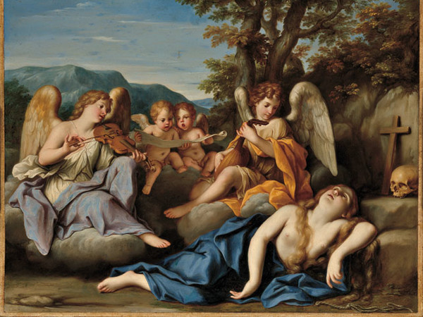 Marcantonio Franceschini (Bologna 1648-1729), Estasi di santa Maria Maddalena, 1680 circa, olio su rame.