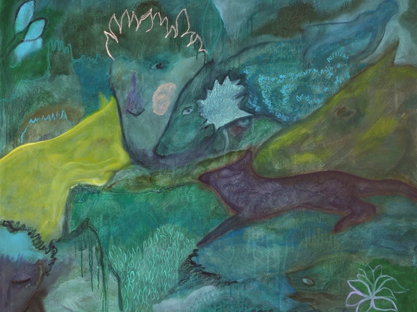 Alessandro-Giampaoli, In questa profondità ancora verde, 2025, olio su tela, cm. 120x100