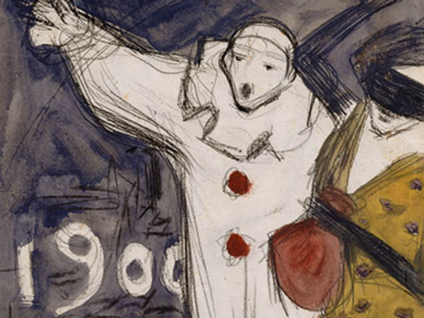 Pablo Picasso, Bozzetto per un manifesto per il carnevale, 1899. Matita e olio su carta, mm 482 x 320. Parigi, Musée national Picasso