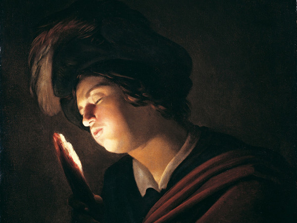 Gerrit van Honthorst - (Gherardo delle Notti) (Utrecht 1592 - 1656), Ragazzo che soffia su un tizzone, 1614 circa. Olio su tela. Roma, Galleria Fabio Massimo Megna