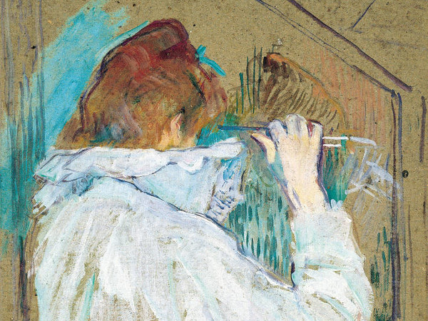 Henri de Toulouse-Lautrec, Femme se frisant. Olio su cartone, 59 x 39 cm, Tolosa, Musée des Augustins