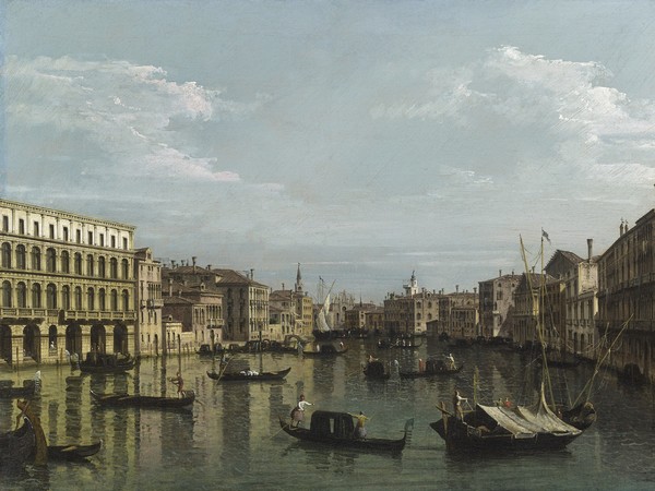 Bernardo Bellotto, Il Canal Grande verso sud, dai Palazzi Foscari e Moro Lin fino a Santa Maria della Carità, Venezia, 1738 ca, Olio su tela, Collezione privata