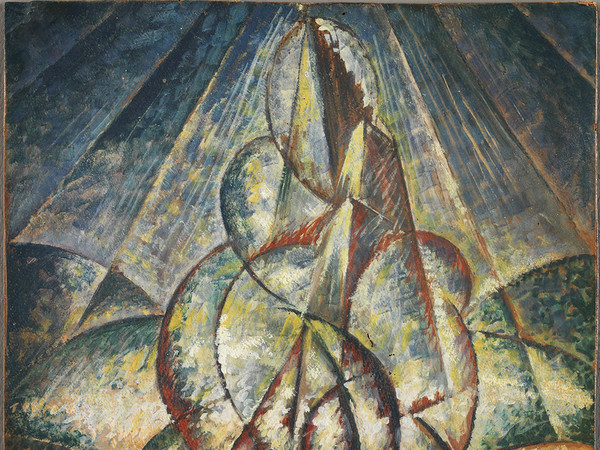 Gerardo Dottori, Forme ascensionali e torri, 1928, Olio su cartone, 42 x 30 cm, Mart, Museo di Arte Moderna e Contemporanea di Trento e Rovereto , Collezione VAF-Stiftung, MART 2470 | © Archivio Fotografico Mart