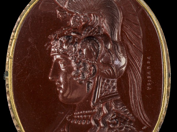 Gemma di Aspasios, Dalla collezione Rondinini, Diaspro rosso, Seconda metà del I secolo a.C., Roma, Museo Nazionale Romano, Inv. 108684 | Su concessione del Ministero della Cultura - Museo Nazionale Romano”
