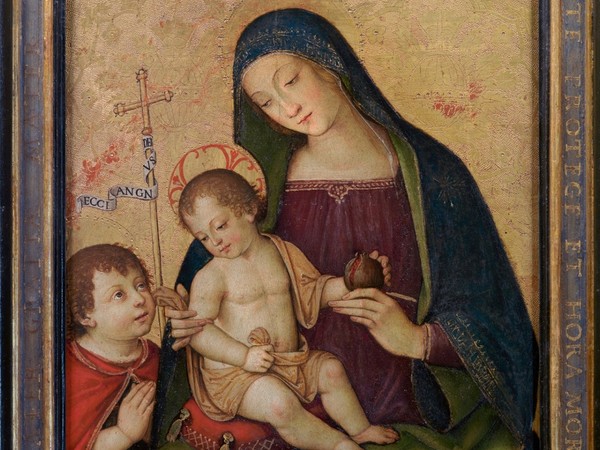 Bernardino di Betto detto il Pintoricchio, Madonna del Melograno. Oro, tempera e olio su tavola. Dal Conservatorio di Santa Maria Maddalena, Pinacoteca Nazionale di Siena