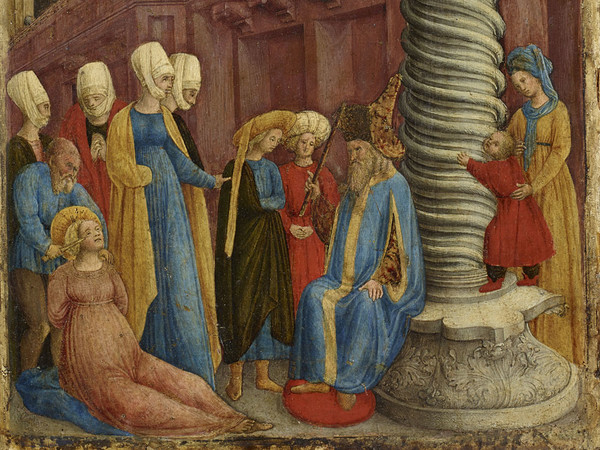 Giovanni d'Alemagna (Antonio Vivarini?), Sant'Apollonia accecata , 1440 - 1445, Tempera su tavola, 54,5 x 34,3 cm, Bergmo, Accademia Carrara | © Accademia Carrara di Bergamo