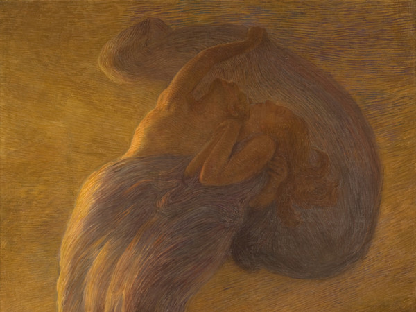 Gaetano Previati (Ferrara, 1852 - Lavagna, 1920), Il sogno, 1912, Olio su tela, 225 x 165 cm, Svizzera, Collezione privata