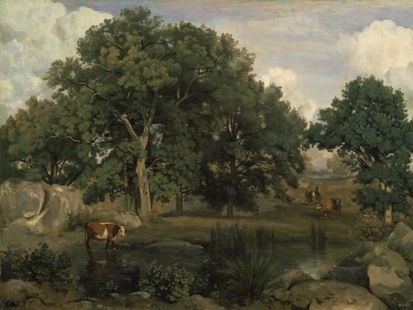 Jean-Baptiste Camille Corot, Foresta di Fontainebleau, 1846, Olio su tela, 90,2 x 128,8 cm, Boston, Museum of Fine Arts