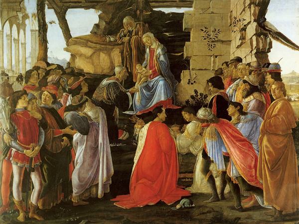 Sandro Botticelli, Adorazione dei Magi, 1475 ca, Tempera su pannello, 111 x 134 cm, Galleria degli Uffizi, Firenze | Courtesy of Wikimedia Commons, aiwaz.net