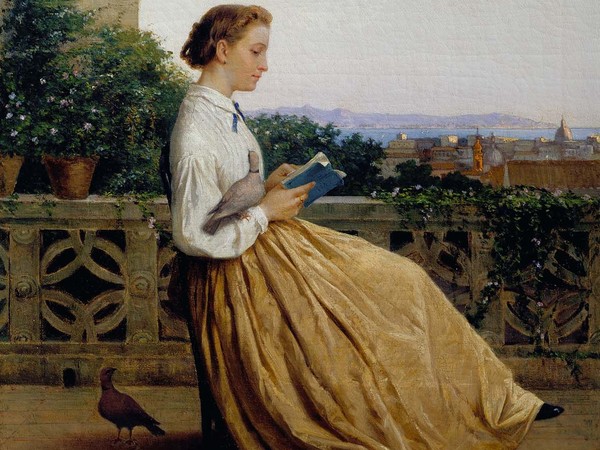 Michele Tedesco, Lettura in terrazza, 1875 circa, Olio su tela, 48 x 62 cm