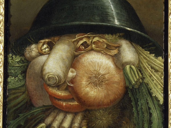 Arcimboldo, Ortolano, (lato A), Museo Civico Ala Ponzone di Cremona. Olio su tavola cm 35,8 x 24,2
