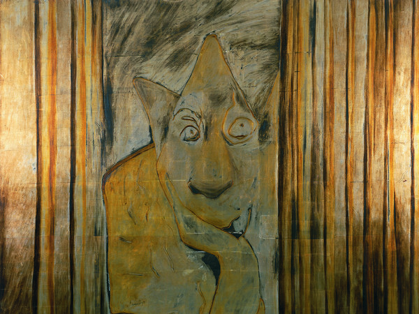 Francesco Clemente, Self Portrait, 1984. Oil and silver leaf on canvas , 177,8 x 210,18cm. © Francesco Clemente. Courtesy the artist. UBS Art Collection