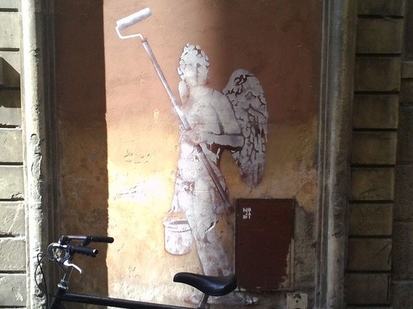 Il Sedicente Moradi, ANGELO DEL BELLO, stencil. Via del campuccio, Firenze - 4 giugno 2014