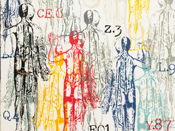 Farhan Siki, Homo Machinus #2, 2015, Spray paint on canvas, 135 x 135 cm | Courtesy of Farhan Siki & Banca Generali Private Banking