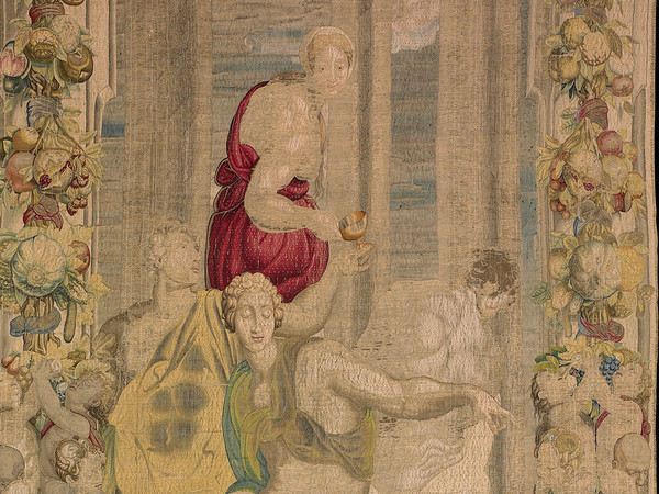 Giuseppe trattiene Beniamino, 1546-1547. Disegno e cartone di Pontormo. Atelier di Jan Rost. Roma, Presidenza della Repubblica