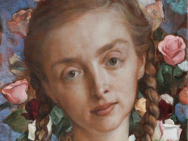 John Currin, Rachel in the Garden, 2003 Olio su tela, 40.6 x 50.8 cm | Private Collection © John Currin - Courtesy Gagosian Gallery - Photo by Rob McKeever
