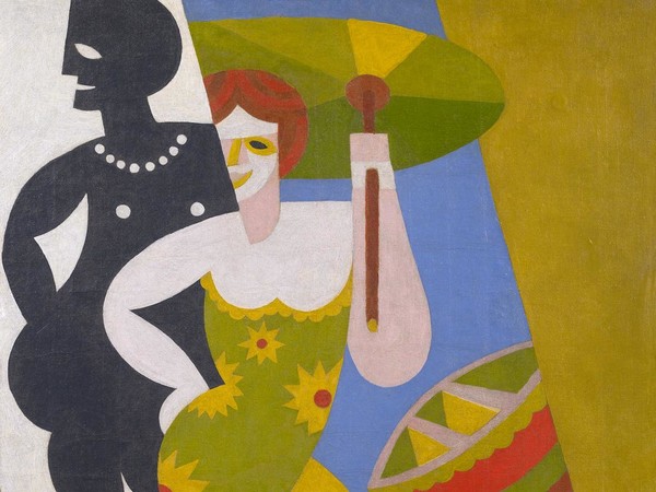 Fortunato Depero, Bagnanti, 1918, olio su tela, cm 72x55,7