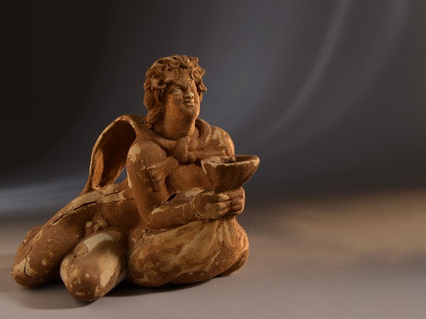 Archimede, Vaso (askos) in forma di Satiro, Siracusa, necropoli di Contrada Grotticelli, 1957, III-II secolo a.C., Argilla, Siracusa, Museo Archeologico Regionale “Paolo Orsi”