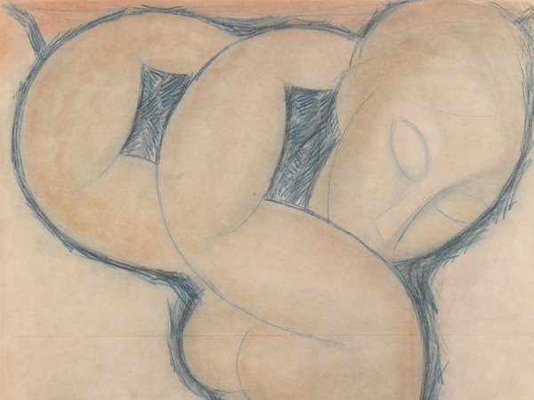 Amedeo Modigliani (Livorno,1884 - Paris, 1920), Cariatide (bleue), 1913 circa, Matita blu su carta, 45 x 56.5 cm, Collezione Jonas Netter